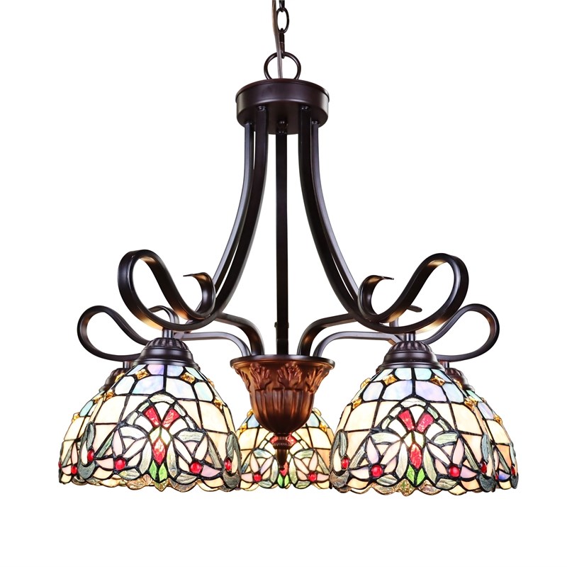Chloe Lighting Grenville Victorian 5-Light Glass/Metal Chandelier in Dark Bronze
