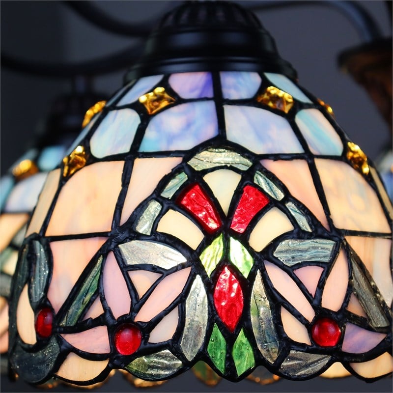 Chloe Lighting Grenville Victorian 5-Light Glass/Metal Chandelier in Dark Bronze