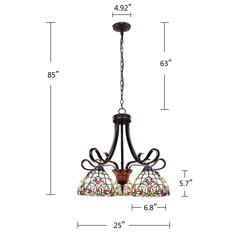 Chloe Lighting Grenville Victorian 5-Light Glass/Metal Chandelier in Dark Bronze