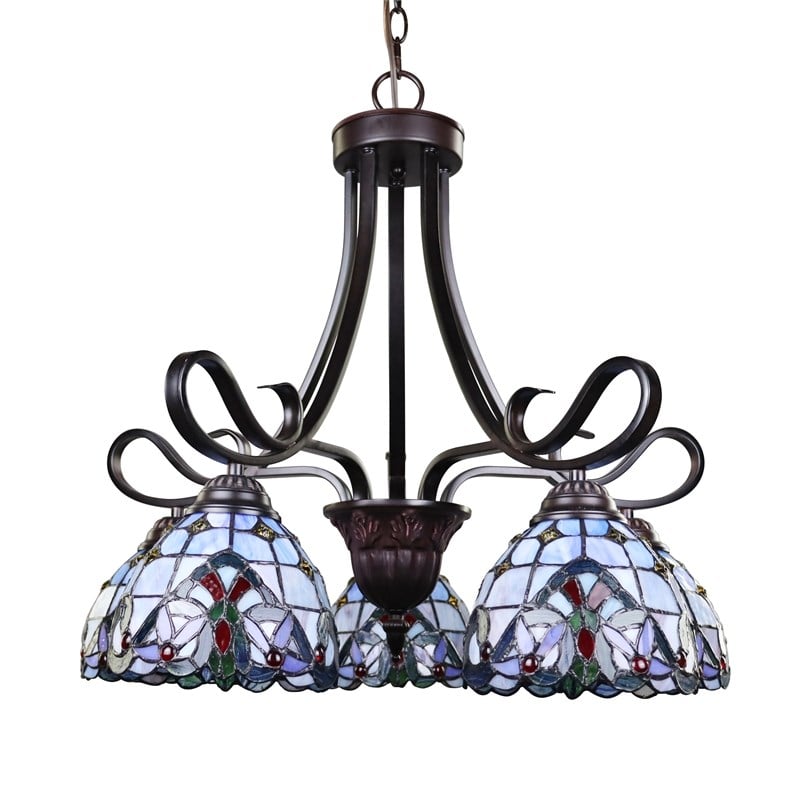Chloe Lighting Grenville Victorian 5-Light Glass/Metal Chandelier in Dark Bronze