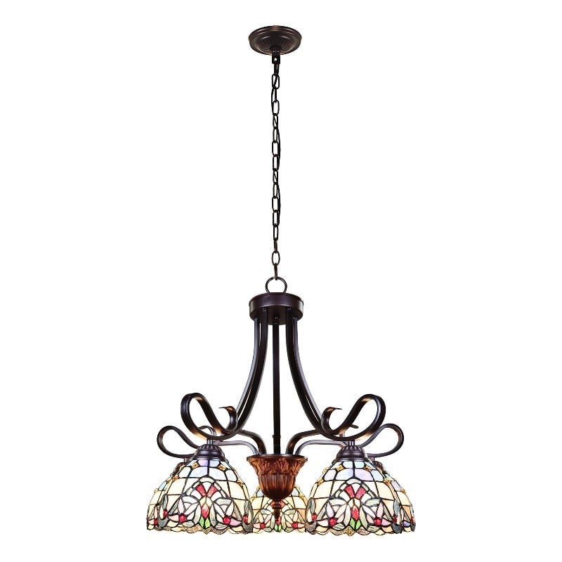 Chloe Lighting Grenville Victorian 5-Light Glass/Metal Chandelier in Dark Bronze