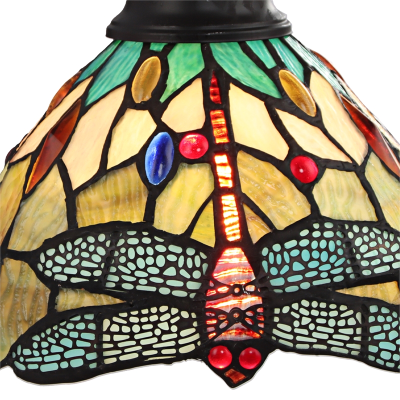 Chloe Lighting Empress Dragonfly 1-Light Glass/Iron Wall Sconce in Dark Bronze