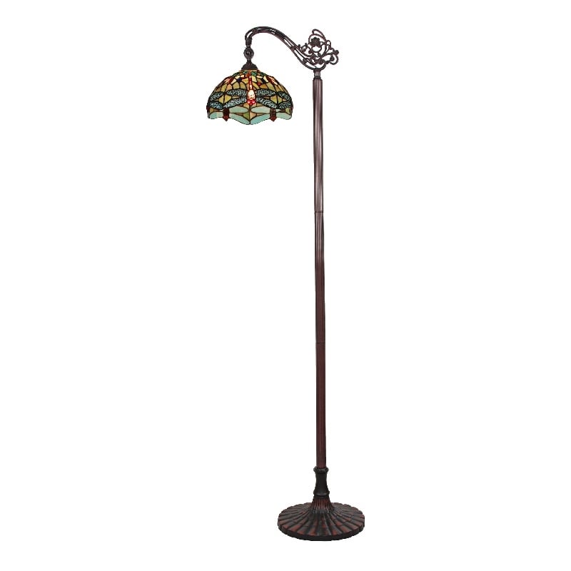 Chloe Lighting Empress Dragonfly 1-Light Metal Floor Lamp in Dark Bronze/Green