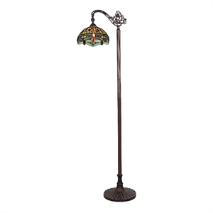Chloe Lighting Empress Dragonfly 1-Light Metal Floor Lamp in Dark Bronze/Green