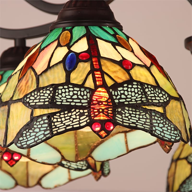 Chloe Lighting Empress Dragonfly 5-Light Glass Large Chandelier in Dark Bronze