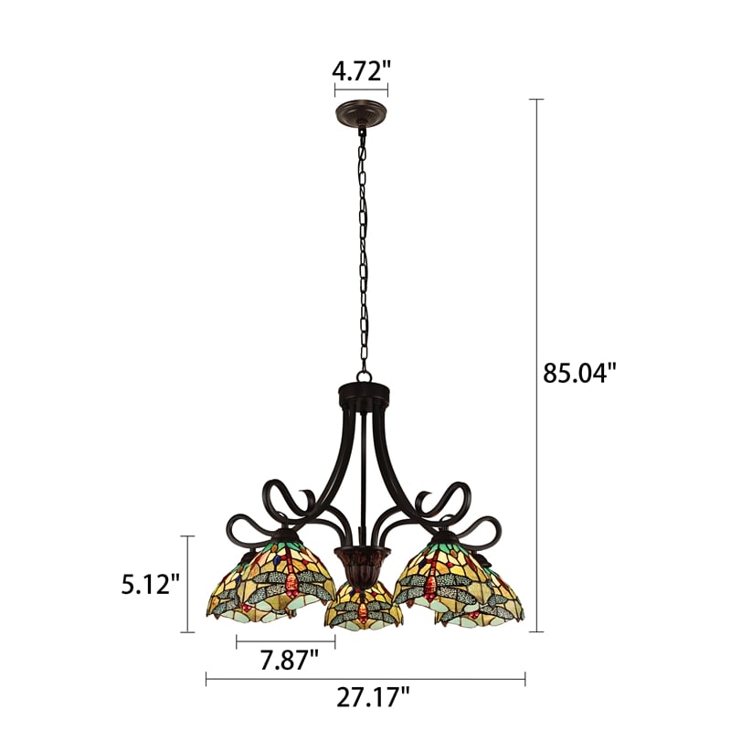 Chloe Lighting Empress Dragonfly 5-Light Glass Large Chandelier in Dark Bronze