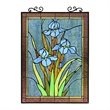 Chloe Lighting Blue Iris Floral Glass Verical Window Panel in Multi-Color