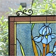 Chloe Lighting Blue Iris Floral Glass Verical Window Panel in Multi-Color