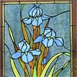 Chloe Lighting Blue Iris Floral Glass Verical Window Panel in Multi-Color