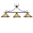 Chloe Lighting Kinsey Mission 3-Light Glass Island Pendant in Blackish Bronze