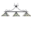 Chloe Lighting Kinsey Mission 3-Light Glass Island Pendant in Blackish Bronze