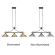 Chloe Lighting Kinsey Mission 3-Light Glass Island Pendant in Blackish Bronze