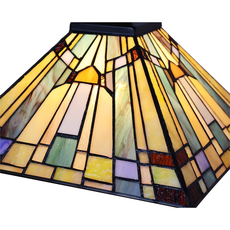 Chloe Lighting Kinsey Mission 3-Light Glass Island Pendant in Blackish Bronze