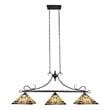 Chloe Lighting Kinsey Mission 3-Light Glass Island Pendant in Blackish Bronze