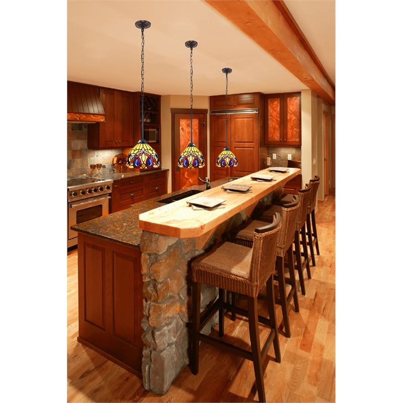 Chloe Lighting Serenity Victorian 1-Light Glass Mini Pendant in Dark Bronze