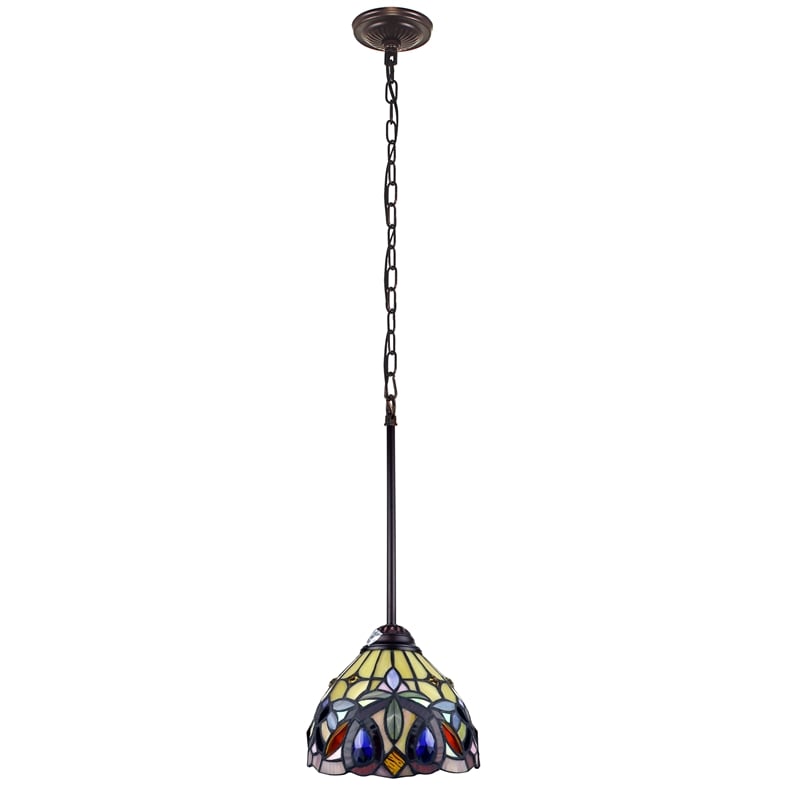 Chloe Lighting Serenity Victorian 1-Light Glass Mini Pendant in Dark Bronze