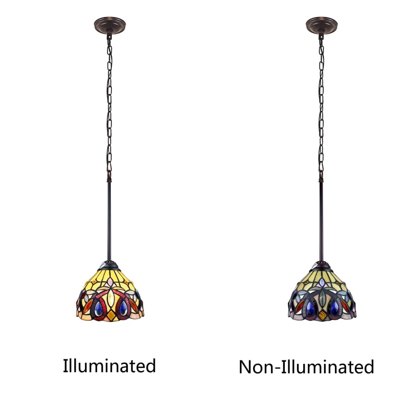 Chloe Lighting Serenity Victorian 1-Light Glass Mini Pendant in Dark Bronze