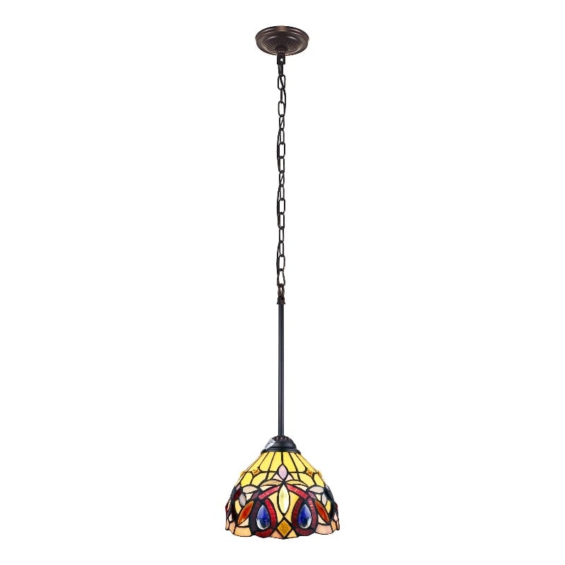 Chloe Lighting Serenity Victorian 1-Light Glass Mini Pendant in Dark Bronze
