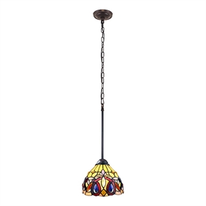 Chloe Lighting Serenity Victorian 1-Light Glass Mini Pendant in Dark Bronze