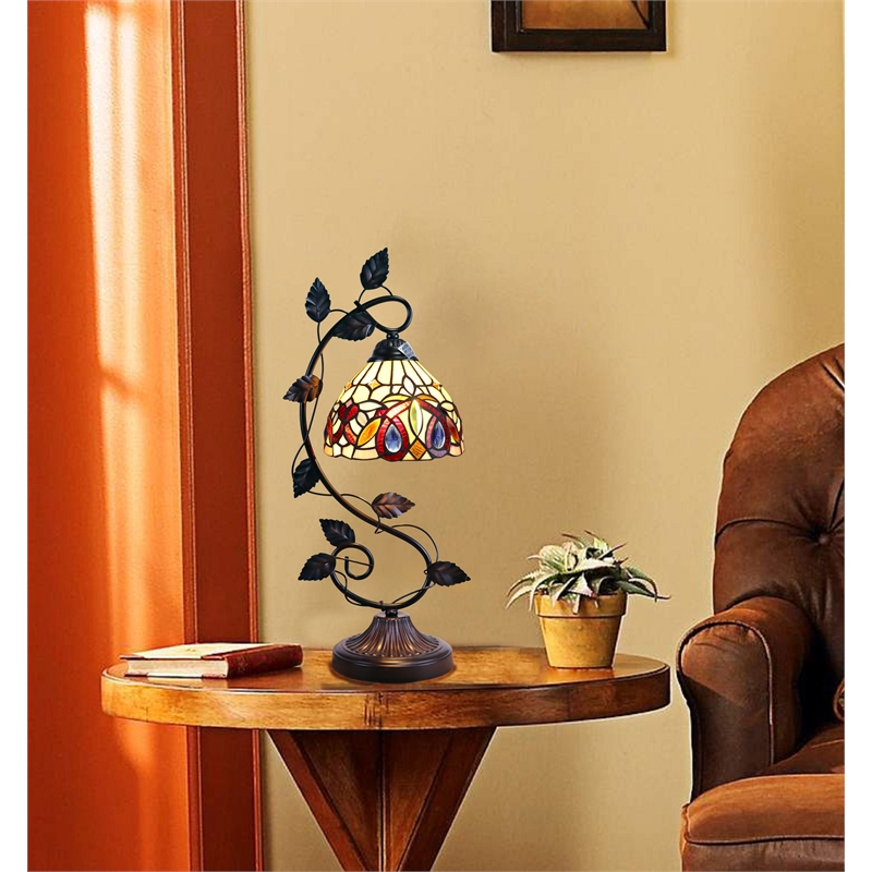 Chloe Lighting Serenity Victorian 1-Light Glass/Metal Table Lamp in Dark Bronze