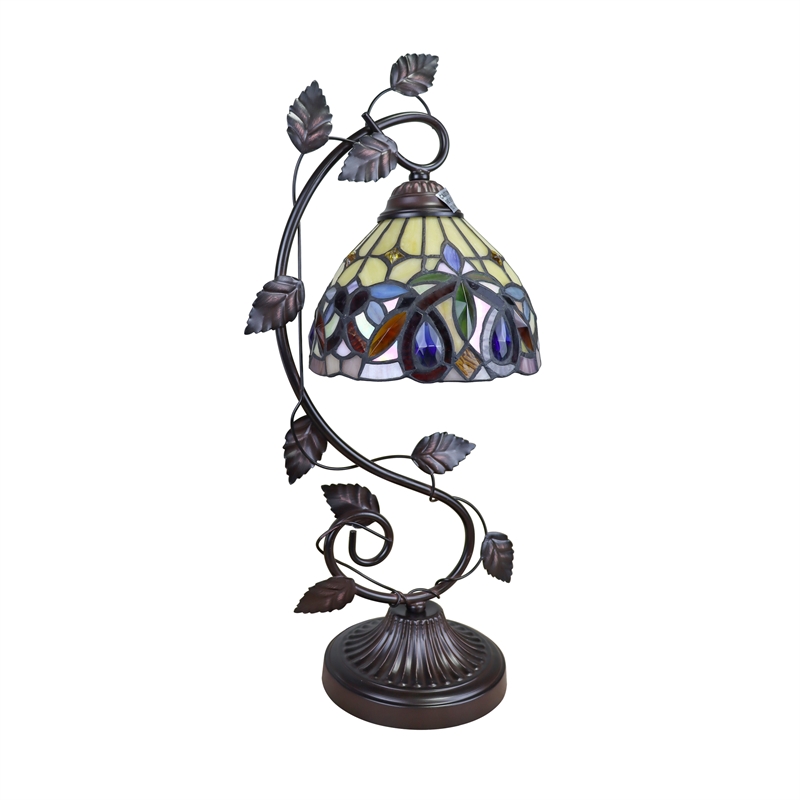 Chloe Lighting Serenity Victorian 1-Light Glass/Metal Table Lamp in Dark Bronze