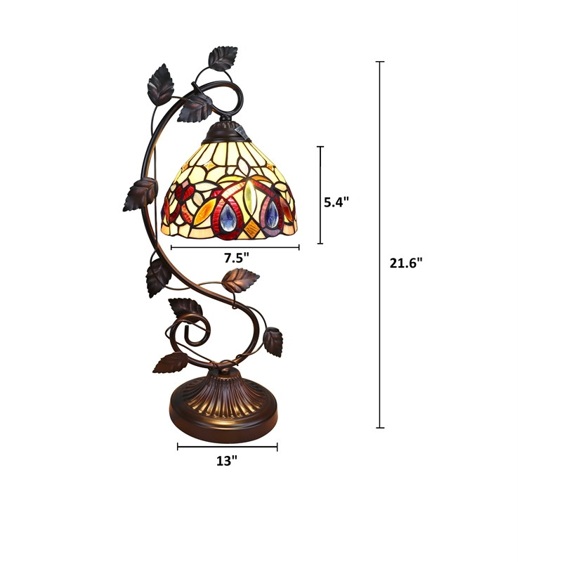 Chloe Lighting Serenity Victorian 1-Light Glass/Metal Table Lamp in Dark Bronze