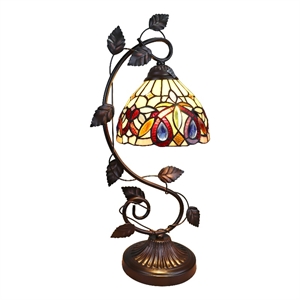 chloe lighting serenity victorian 1-light glass/metal table lamp in dark bronze