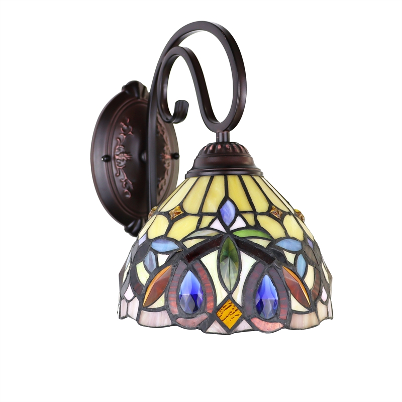 Chloe Lighting Serenity Victorian 1-Light Glass/Iron Wall Sconce in Dark Bronze