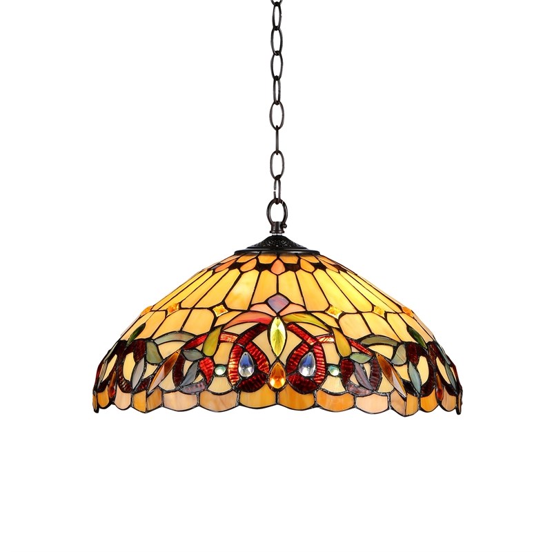 Chloe Lighting Serenity Victorian 2-Light Glass Pendant in Dark Bronze