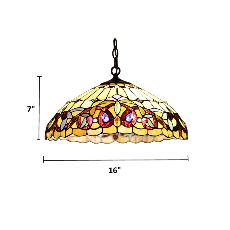 Chloe Lighting Serenity Victorian 2-Light Glass Pendant in Dark Bronze