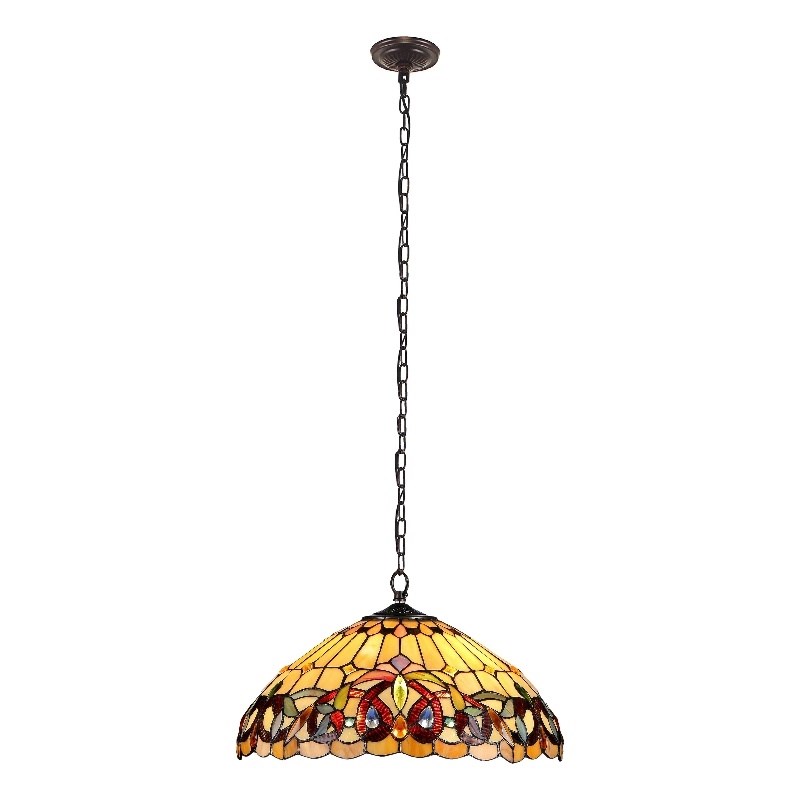 Chloe Lighting Serenity Victorian 2-Light Glass Pendant in Dark Bronze