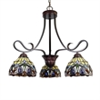 Chloe Lighting Serenity Victorian 3-Light Glass Mini Chandelier in Dark Bronze