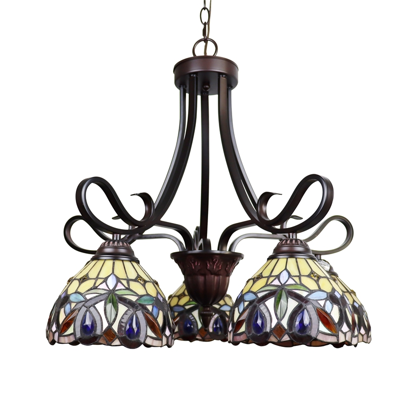 Chloe Lighting Serenity Victorian 5-Light Glass Large Chandelier in Dark Bronze