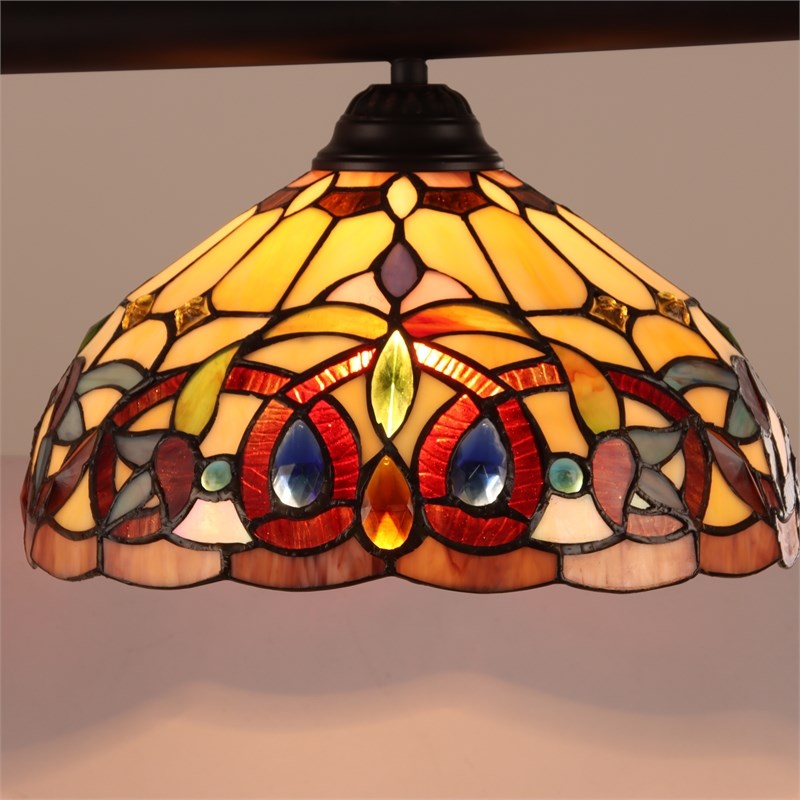 Chloe Lighting Serenity Victorian 3-Light Glass Island Pendant in Dark Bronze