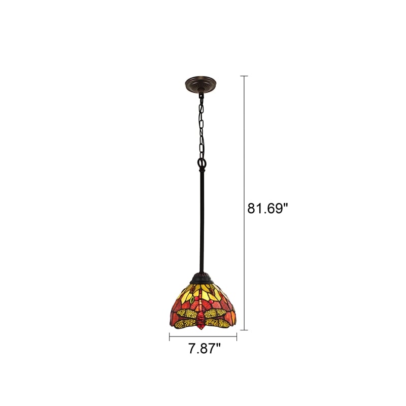 Chloe Lighting Empress Dragonfly 1-Light Glass Mini Pendant in Dark Bronze