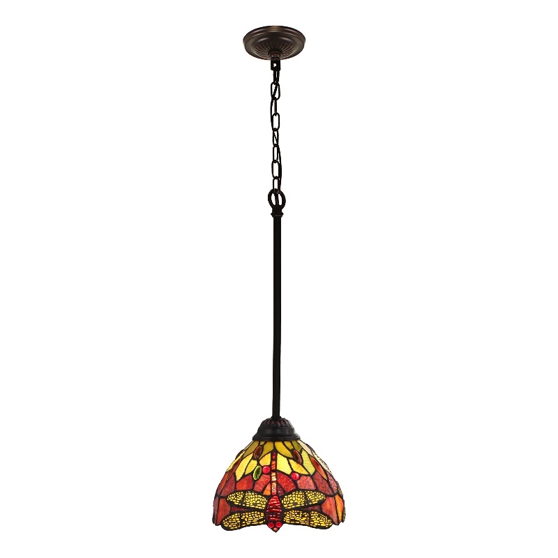 Chloe Lighting Empress Dragonfly 1-Light Glass Mini Pendant in Dark Bronze