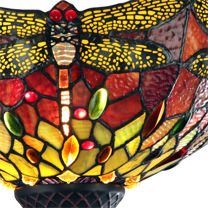 Chloe Lighting Empress Dragonfly 1-Light Metal Torchiere Lamp in Dark Bronze