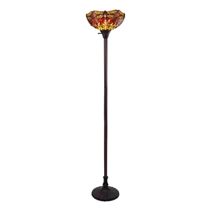 Chloe Lighting Empress Dragonfly 1-Light Metal Torchiere Lamp in Dark Bronze