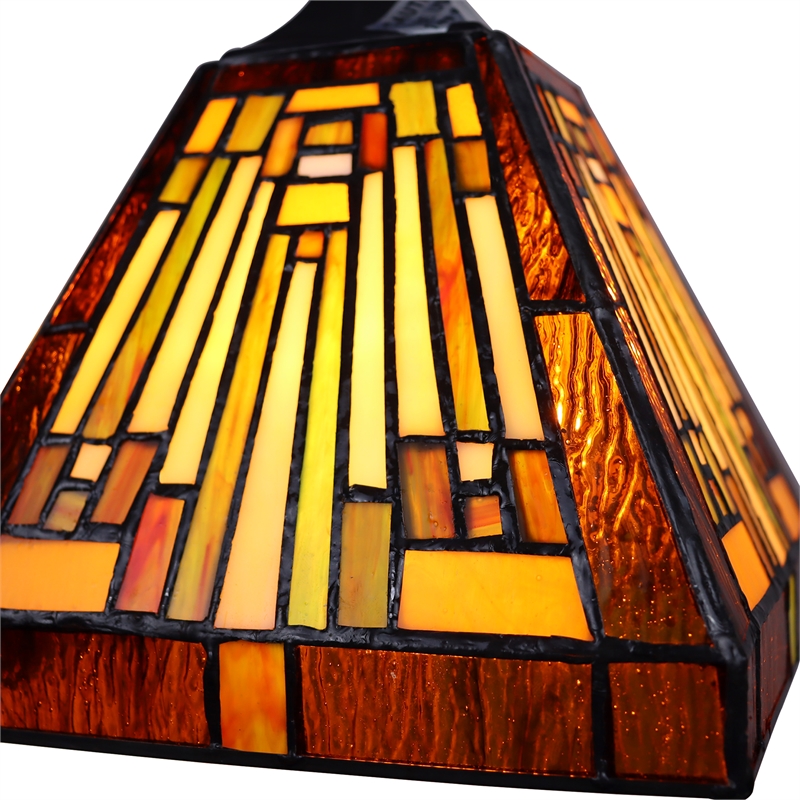 Chloe Lighting Innes Mission 3-Light Glass Mini Chandelier in Bronze/Brown