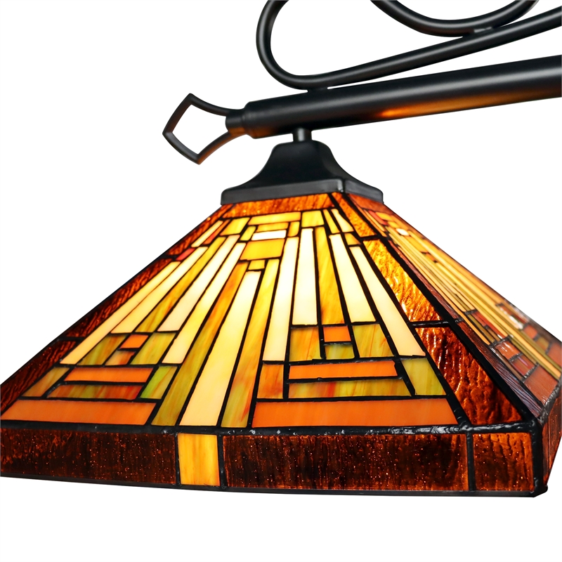 Chloe Lighting Innes Mission 3-Light Glass Island Pendant in Blackish Bronze