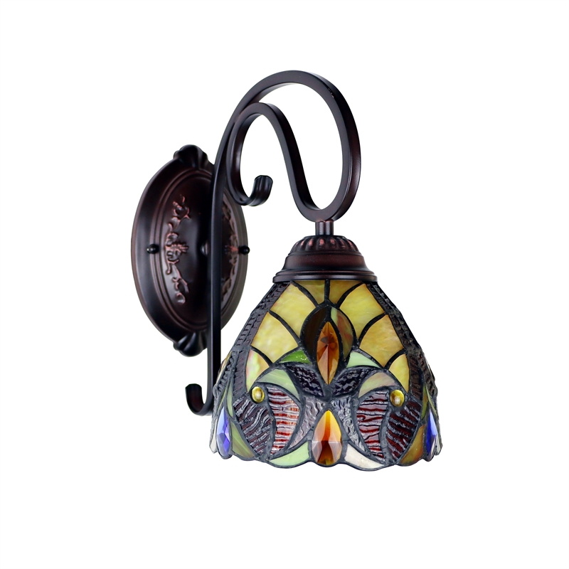 Chloe Lighting Adia Victorian 1-Light Glass/Iron Wall Sconce in Dark Bronze