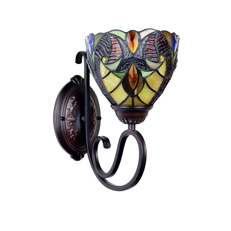Chloe Lighting Adia Victorian 1-Light Glass/Iron Wall Sconce in Dark Bronze