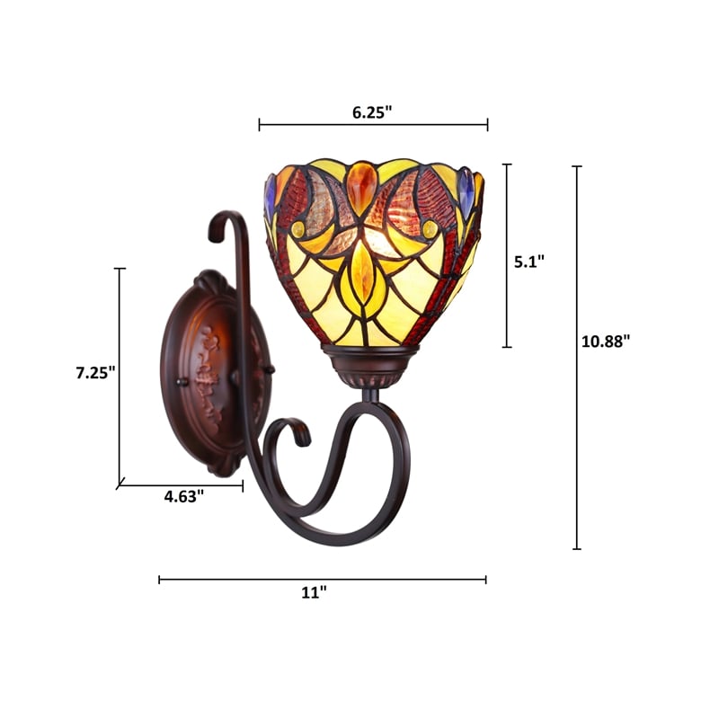 Chloe Lighting Adia Victorian 1-Light Glass/Iron Wall Sconce in Dark Bronze