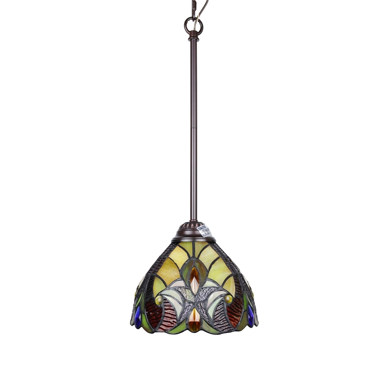 Chloe Lighting Adia Victorian 1-Light Glass/Metal Mini Pendant in Dark Bronze