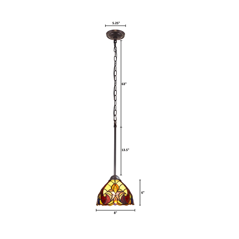 Chloe Lighting Adia Victorian 1-Light Glass/Metal Mini Pendant in Dark Bronze
