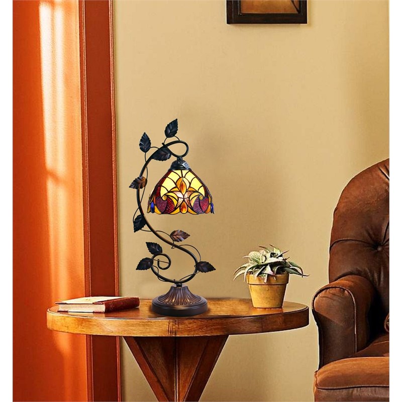 Chloe Lighting Adia Victorian 1-Light Glass Accent Table Lamp in Dark Bronze