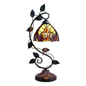 Chloe Lighting Adia Victorian 1-Light Glass Accent Table Lamp in Dark Bronze