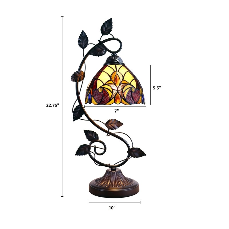 Chloe Lighting Adia Victorian 1-Light Glass Accent Table Lamp in Dark Bronze