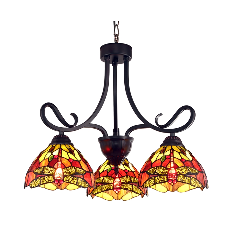 Chloe Lighting Empress Dragonfly 3-Light Glass Mini Chandelier in Multi-Color