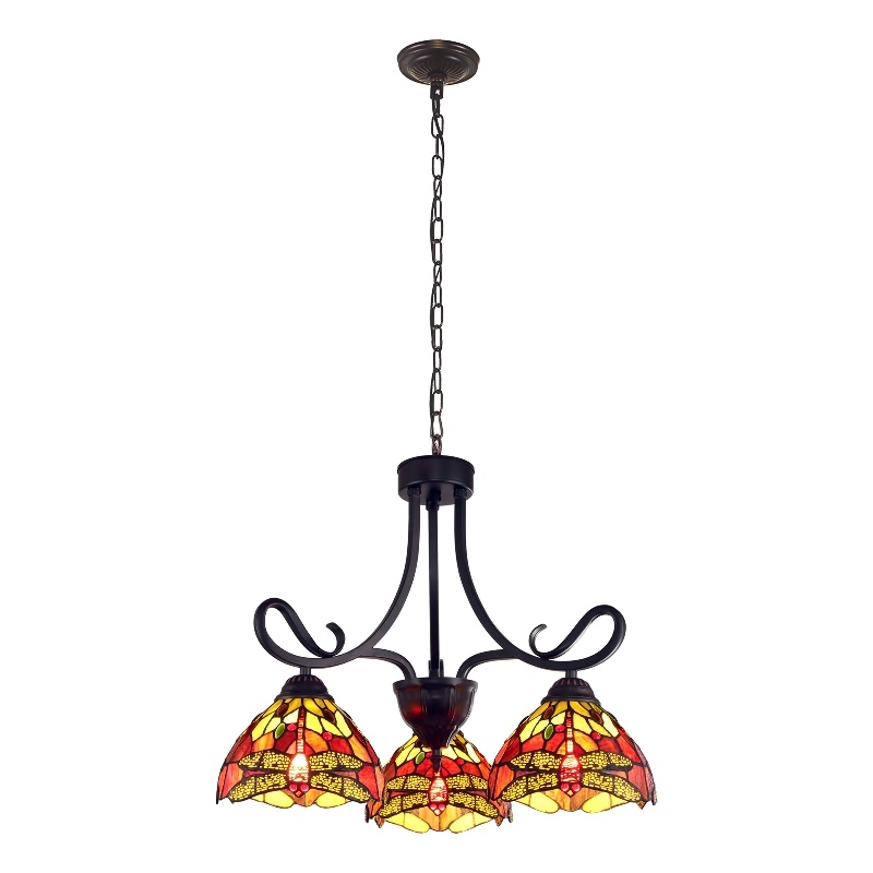 Chloe Lighting Empress Dragonfly 3-Light Glass Mini Chandelier in Multi-Color